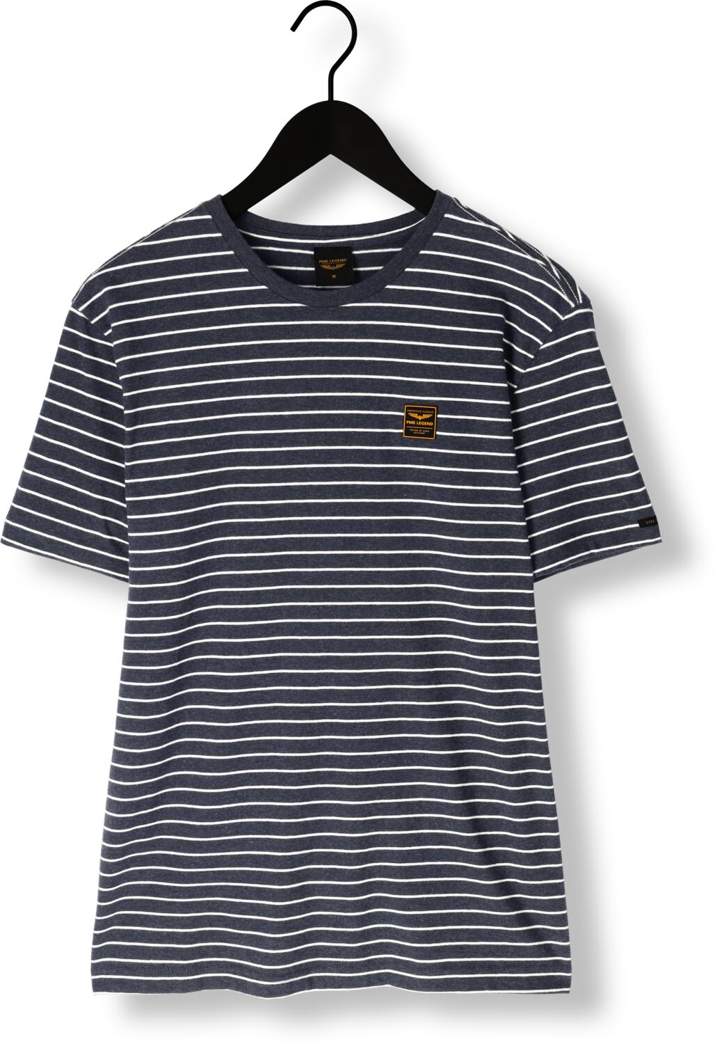 PME LEGEND Heren Polo's & T-shirts Short Sleeve R-neck Yd Melange Striped Jersey Blauw
