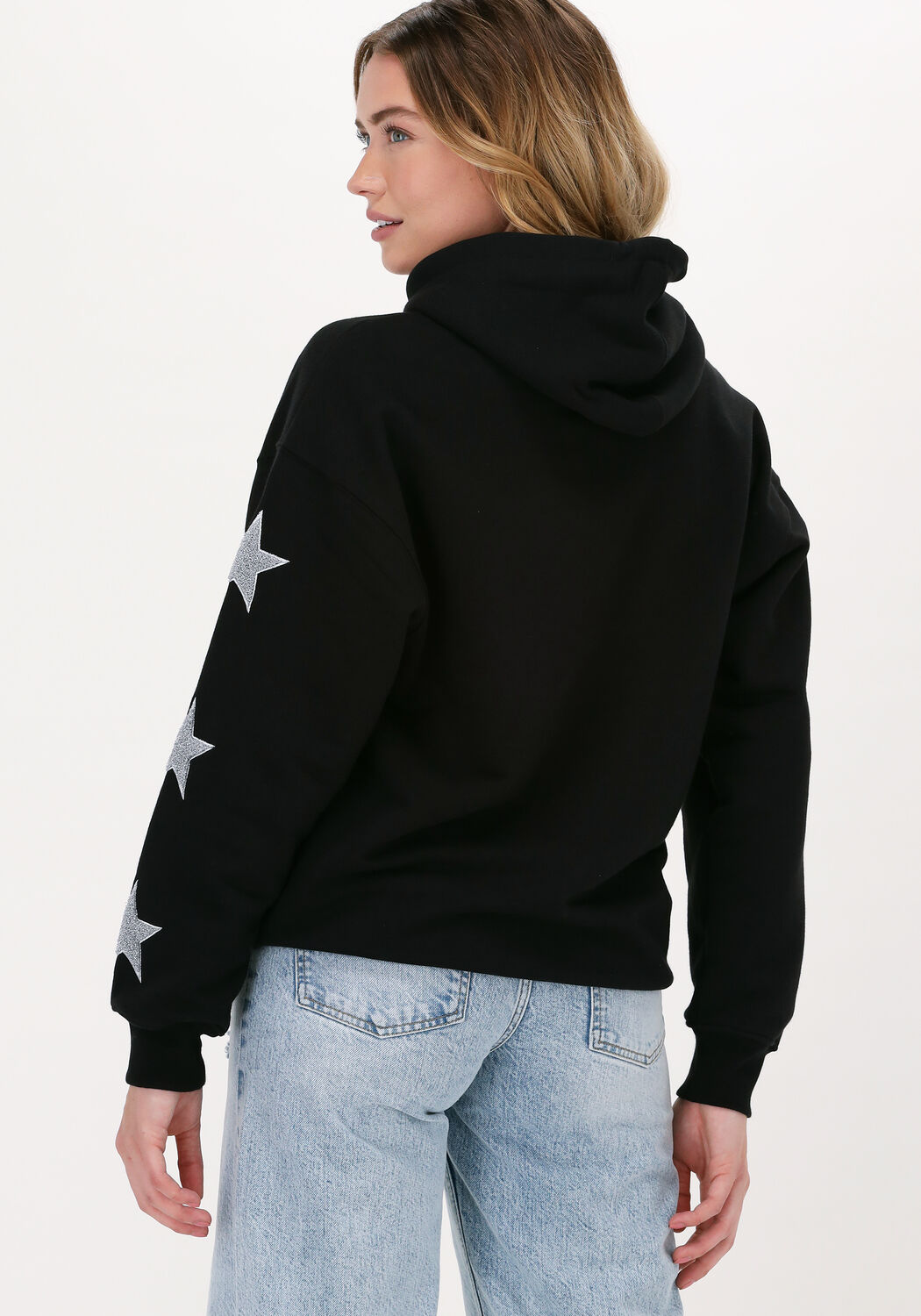 zwarte colourful rebel sweater star towelling oversized hoodi