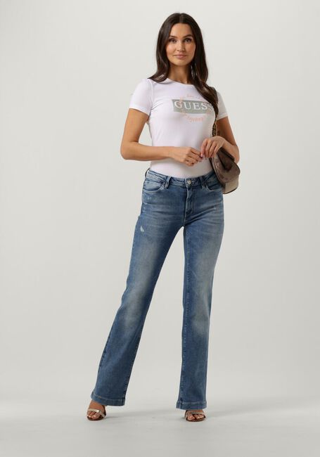 Witte GUESS T-shirt SS CN ROUND LOGO TEE - large