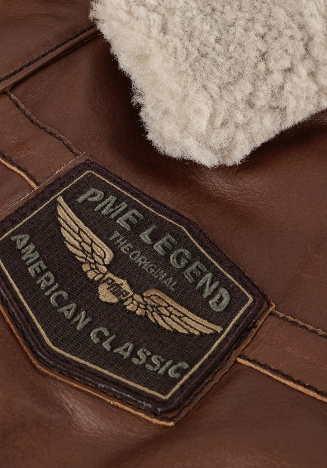 Bruine PME LEGEND Leren jas BOMBER JACKET HUDSON BUFF LEATHER - large