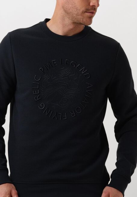 Blauwe PME LEGEND Trui CREWNECK WAFFLE JERSEY - large