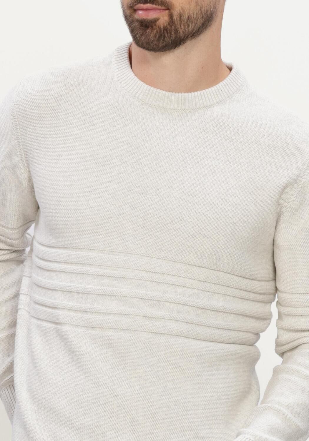 Ecru GENTILUOMO Trui ROUND NECK LS - large