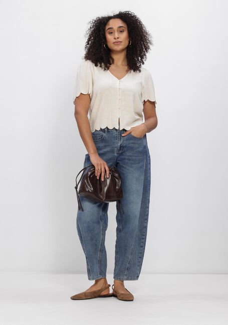 Beige OBJECT Vest OBJSANNE 2/4 LO V-NECK TOP - large