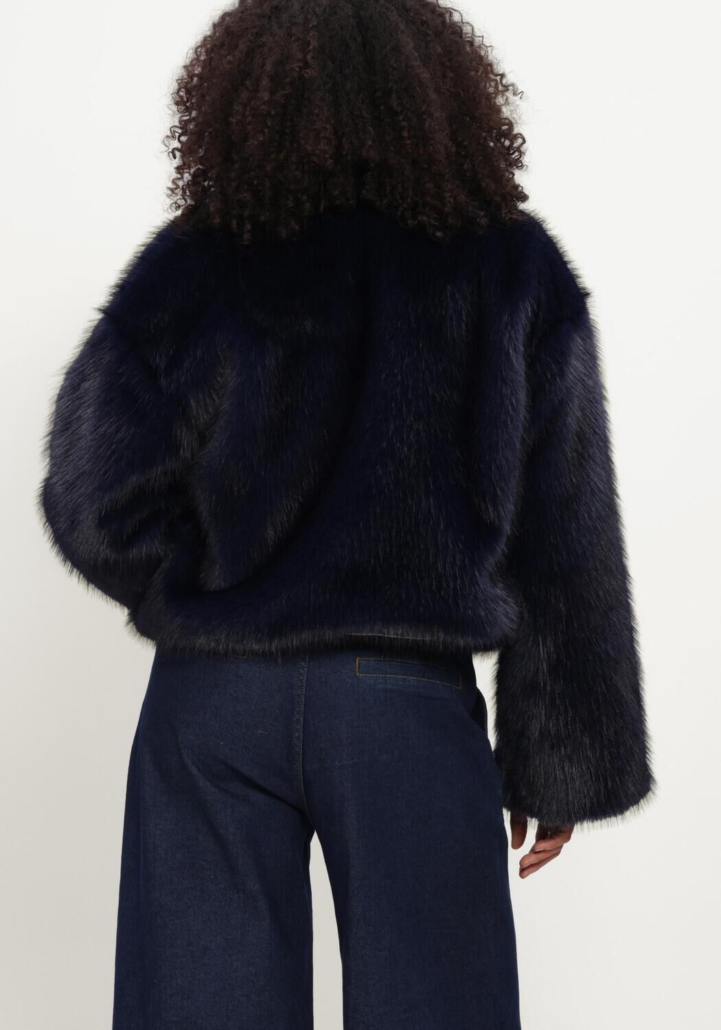 Donkerblauwe STUDIO AMAYA Faux fur jas ZURI JACKET - BLUE - large
