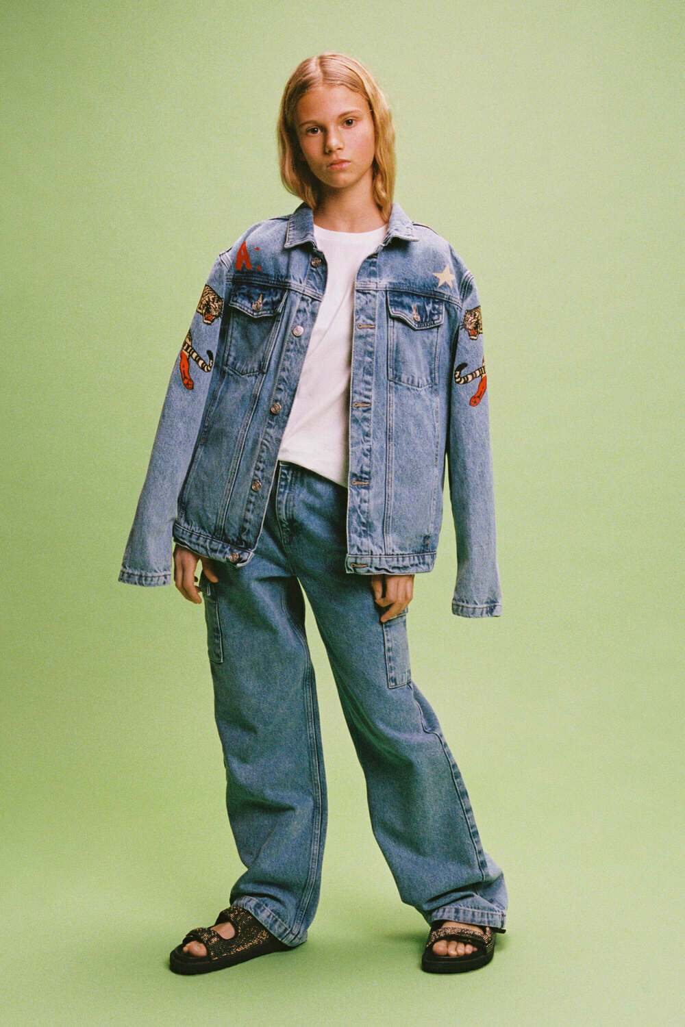 Blauwe ALIX MINI Spijkerjas WOVEN DENIM JACKET - large