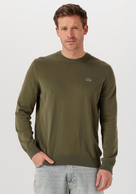 Khaki LACOSTE Trui REGULAR FIT CREW NECK SWEATER - large