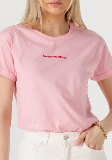 Roze COLOURFUL REBEL T-shirt UNI LOGO BOXY TEE - large