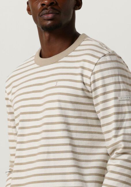 Beige BUTCHER OF BLUE Trui GASPARD STRIPE CREW - large