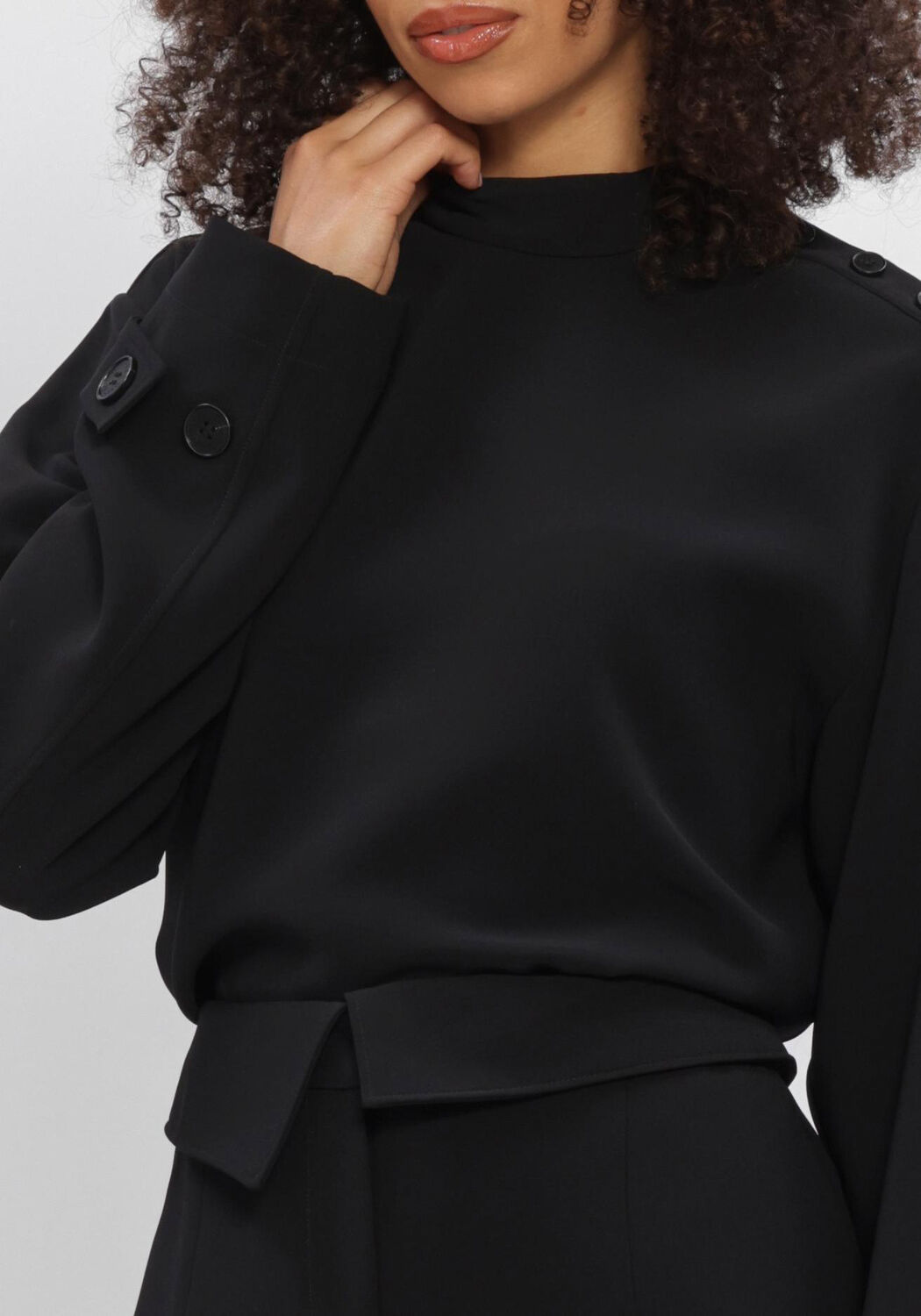 Zwarte DANTE6 Top RAES BUTTON DETAIL TOP - large