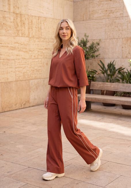 Bruine STUDIO ANNELOES Wijde broek LEXIE PIPING TROUSERS - large
