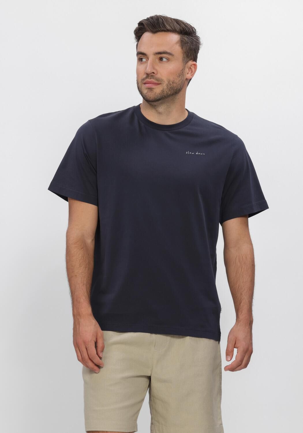 Donkerblauwe FOR&Eacute;T T-shirt SLOW DOWN T-SHIRT - large