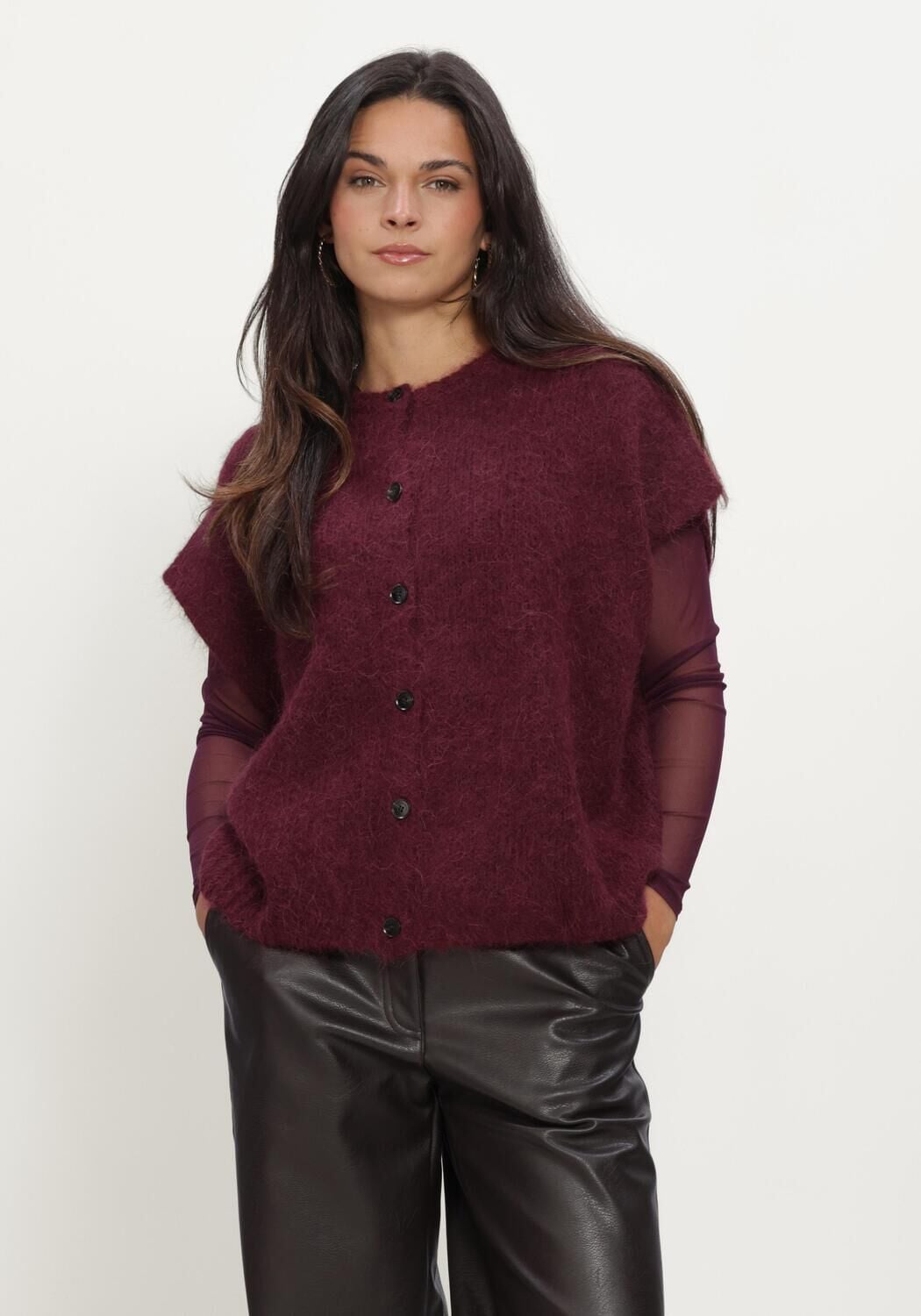 GRACE & MILA Dames Truien & Vesten Cardigan Bordeaux