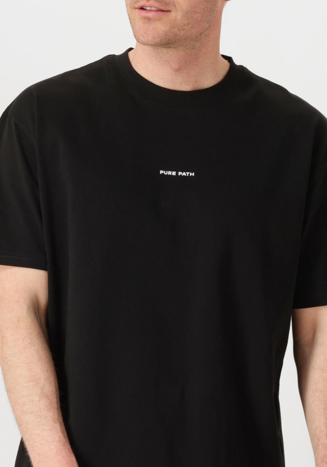 PURE PATH Heren Polo's & T-shirts Loose Fit Crewneck Ss T-shirts Zwart