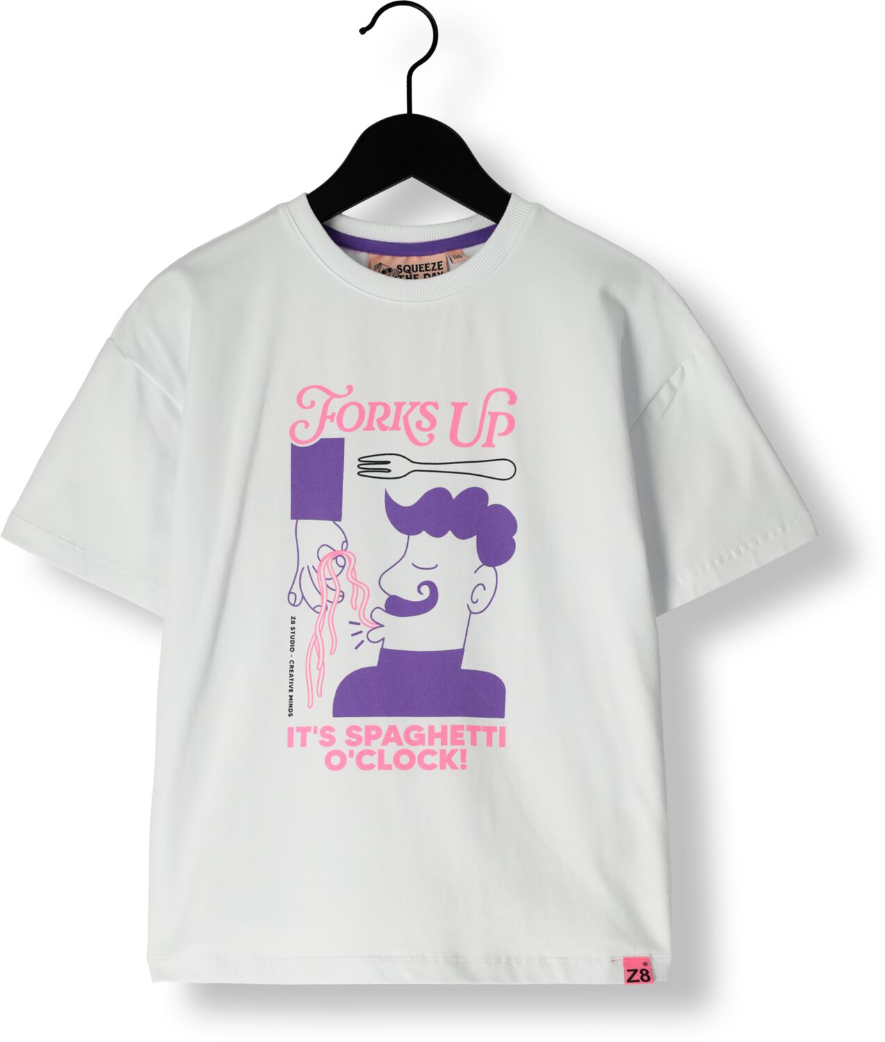 Z8 kids T-shirt Floriano met printopdruk wit roze paars