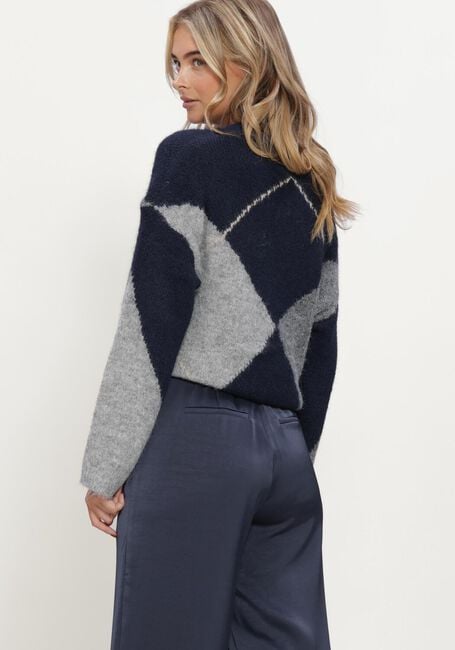 Donkerblauwe NEO NOIR Trui INGA CHECK FLUFF KNIT BLOUSE - large