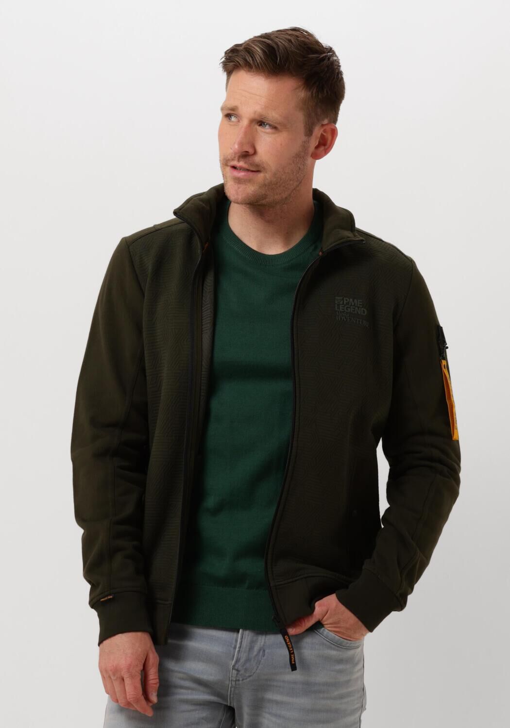PME LEGEND Heren Truien & Vesten Zip Jacket Jacquard Interlock Sweat Groen