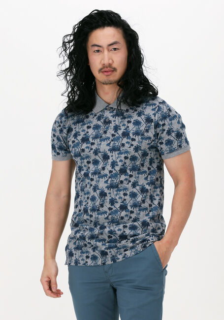 Grijze DSTREZZED Polo BOWIE POLO AQUA PALM PIQUE - large