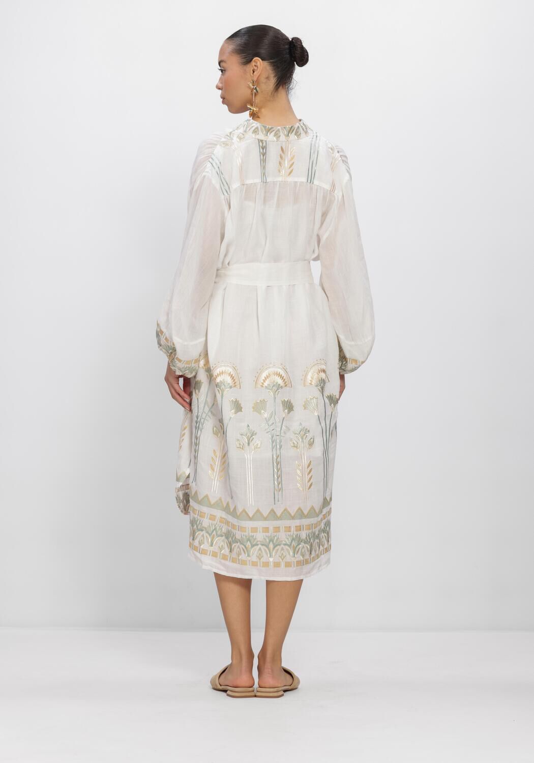 Gebroken wit GREEK ARCHAIC KORI Midi jurk S26K-4075057 - large