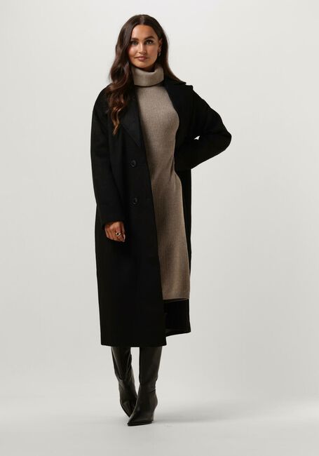 Zwarte NOTRE-V Mantel WOOL COAT LONG - large