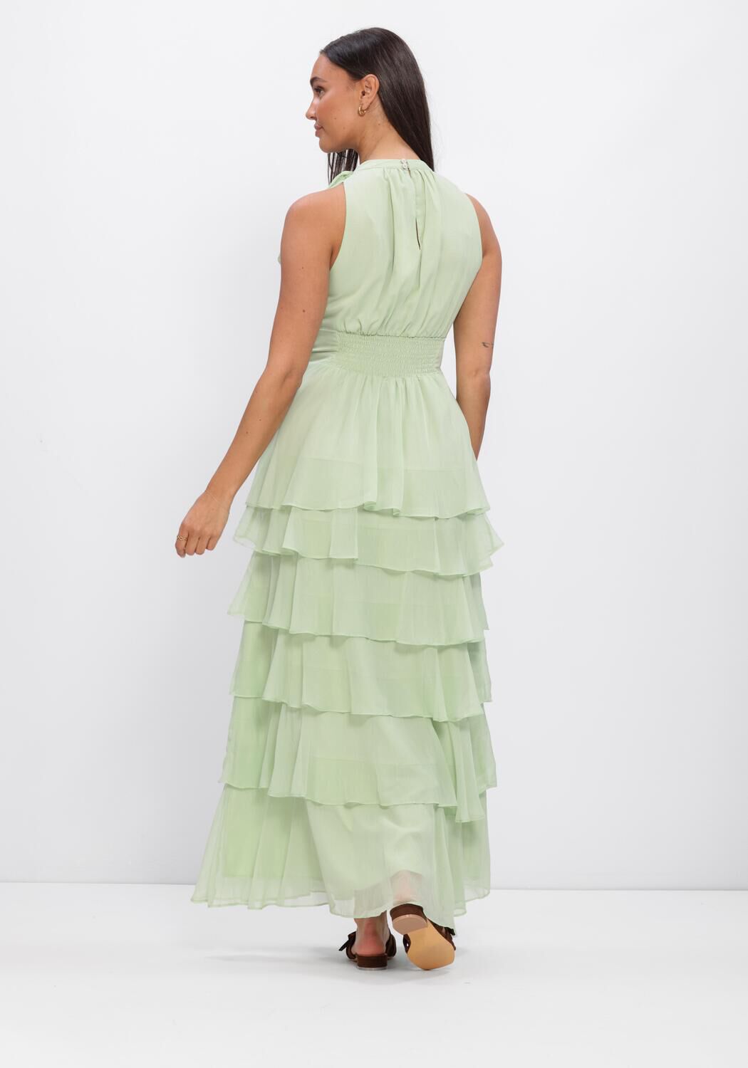 Groene NEO NOIR Jurken MARLI SOLID CHIFFON DRESS - large