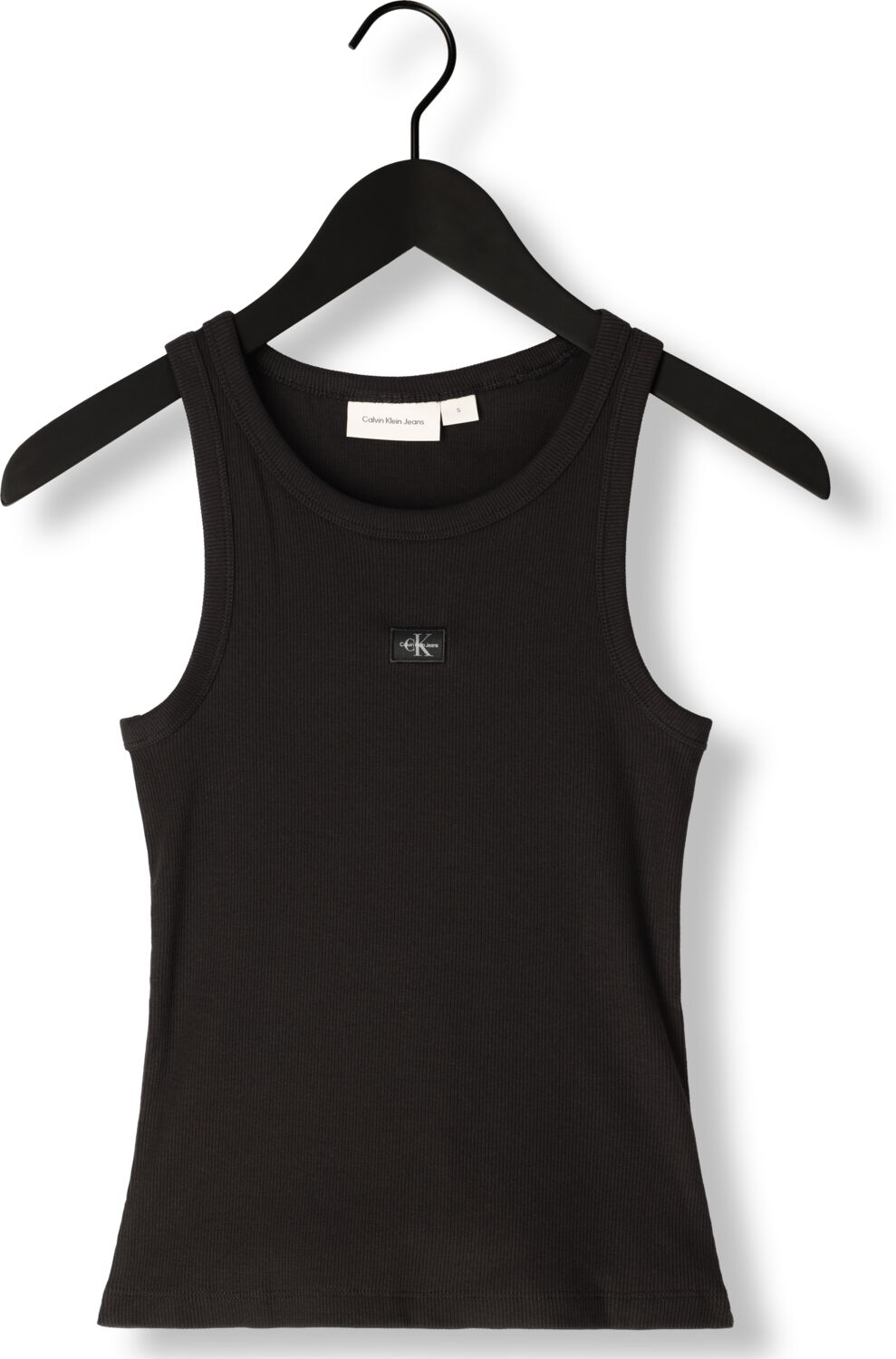 CALVIN KLEIN Dames Tops & T-shirts Woven Label Rib Tank Top Zwart