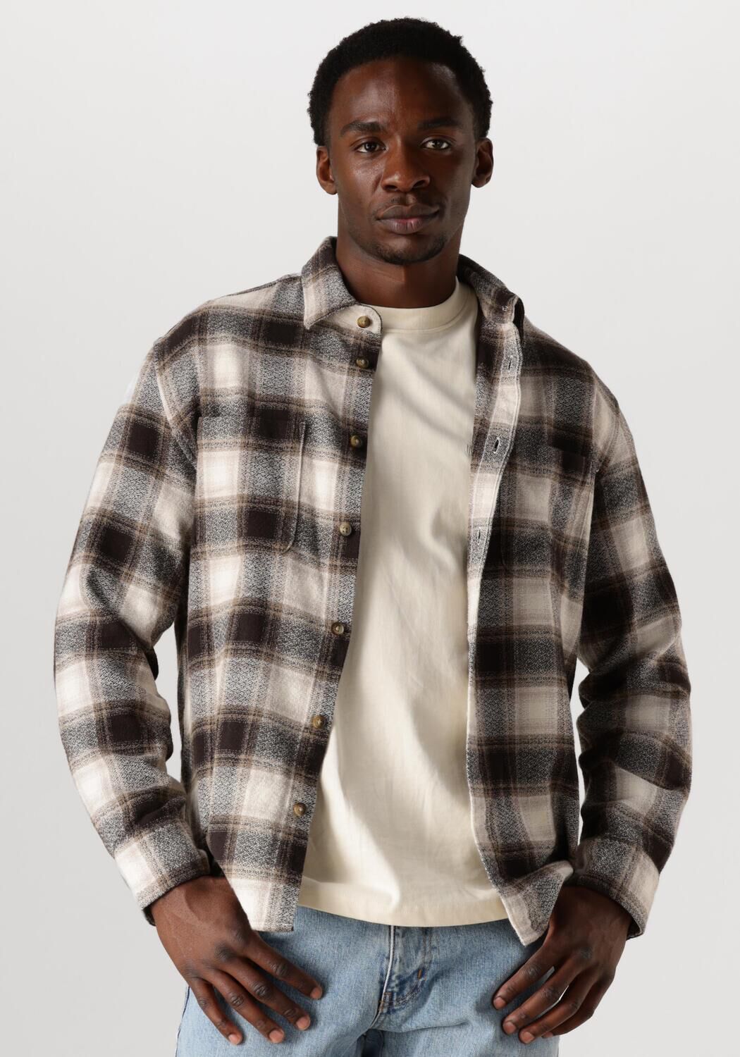 SELECTED HOMME Heren Overhemden Slhregowen-grindle Check Shirt Ls Bruin