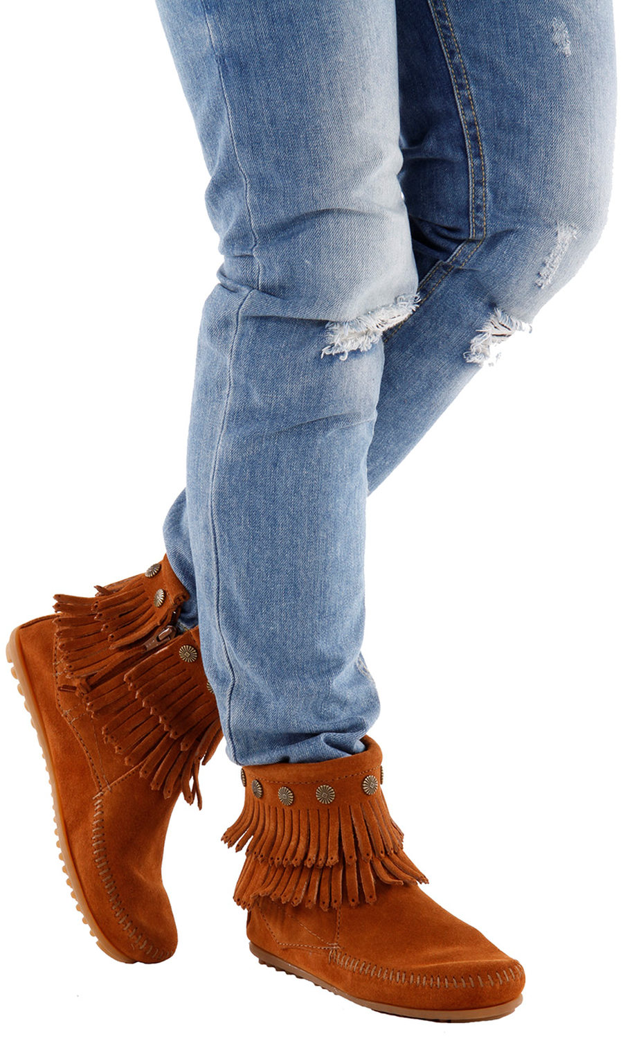 Bruine MINNETONKA Enkellaarsjes 692 | Omoda Bruine Minnetonka Enkellaarsjes omoda.nldames