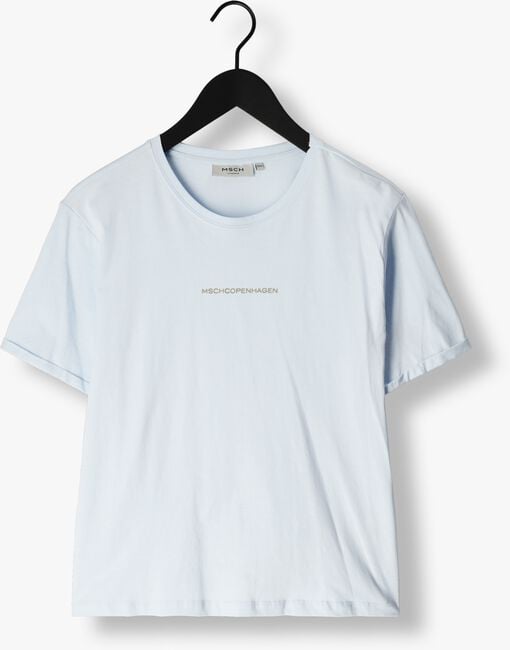 Lichtblauwe MSCH COPENHAGEN T-shirt MSCHTERINA ORGANIC SMALL LOGO TEE - large