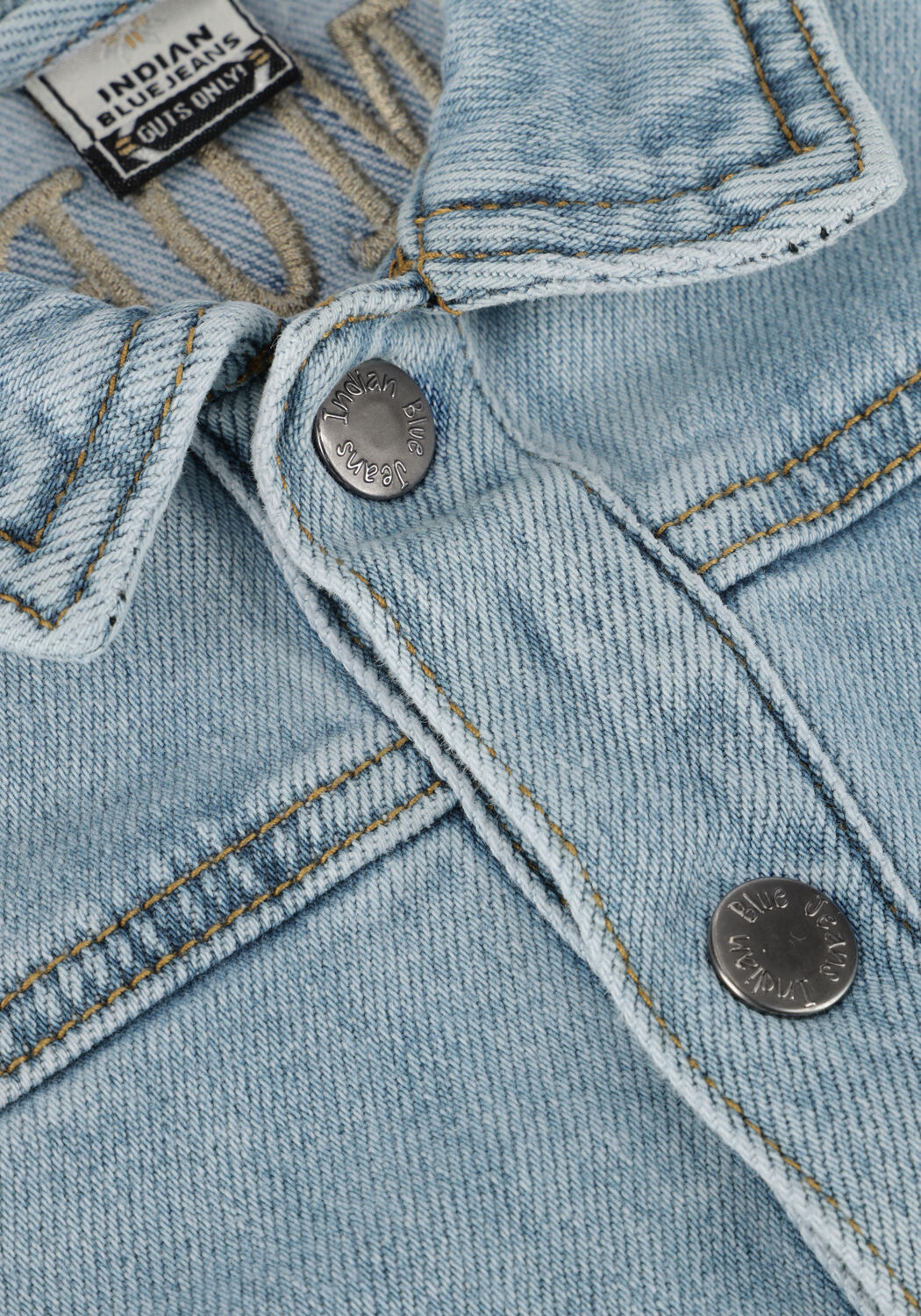 Lichtblauwe INDIAN BLUE JEANS Spijkerjas DENIM JACKET EMBROIDERY - large