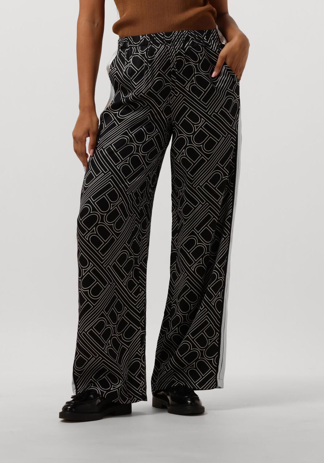 Bruuns Bazaar Wijde broek met donker logo-print Black Dames
