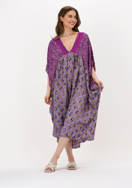 Paarse SISSEL EDELBO Midi jurk MADONNA MIX CAFTAN - large