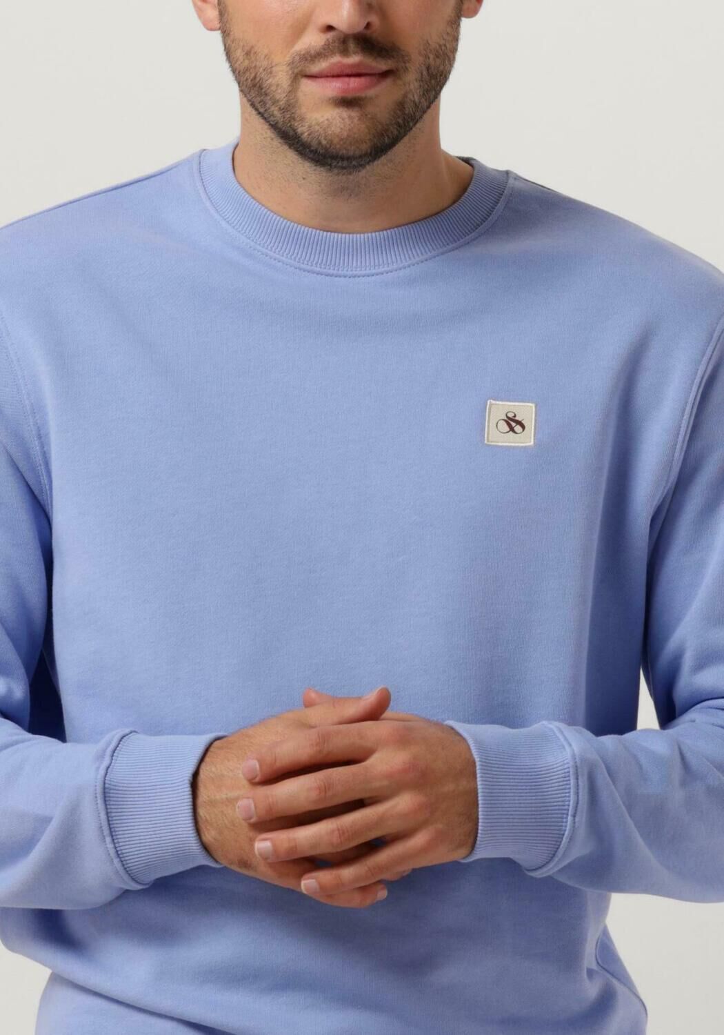 SCOTCH & SODA Heren Truien & Vesten Essential Logo Badge Sweatshirt Blauw