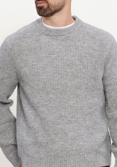 Grijze SELECTED MEN Trui SLMRAI LS KNIT WAFFLE CREW NECK - large