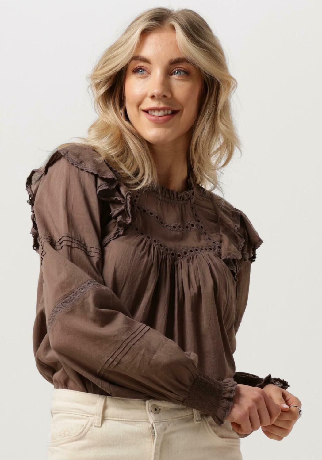 NEO NOIR Dames Blouses Simkie S Voile Blouse Bruin