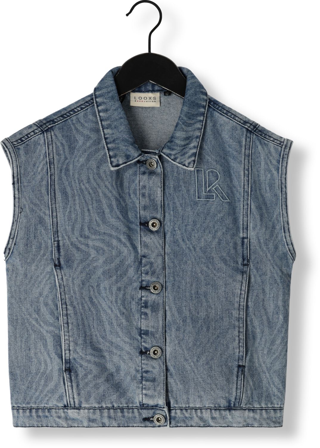 LOOXS 10sixteen gilet met all over print medium blue denim