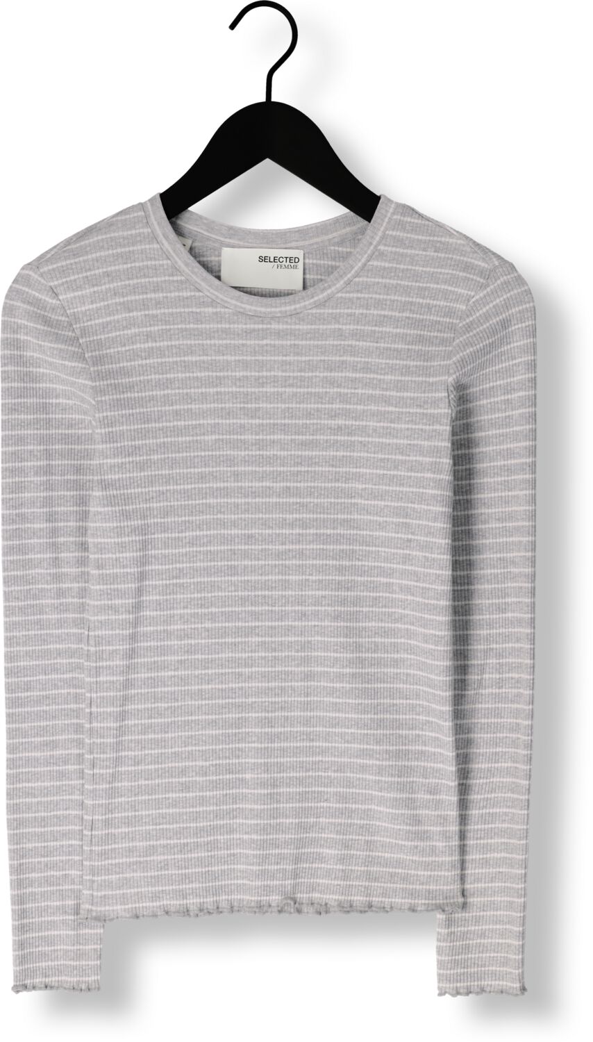 SELECTED FEMME Dames Tops & T-shirts Slfanna Ls Crew Neck Tee Str Grijs