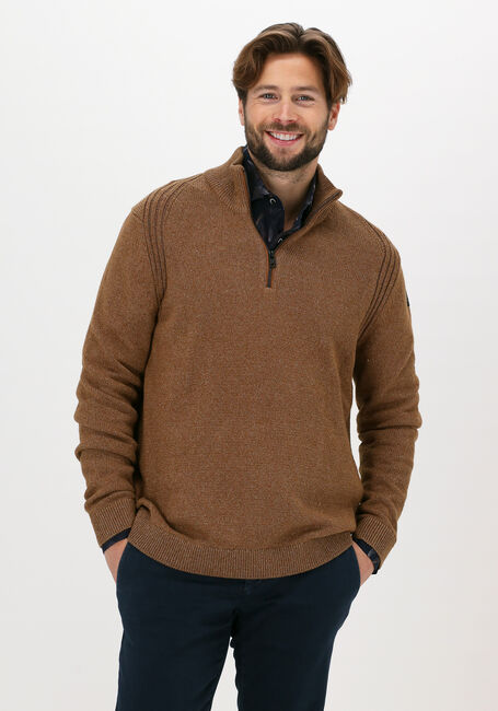 Beige VANGUARD Trui HALF ZIP COLLAR COTTON GRINDLE - large