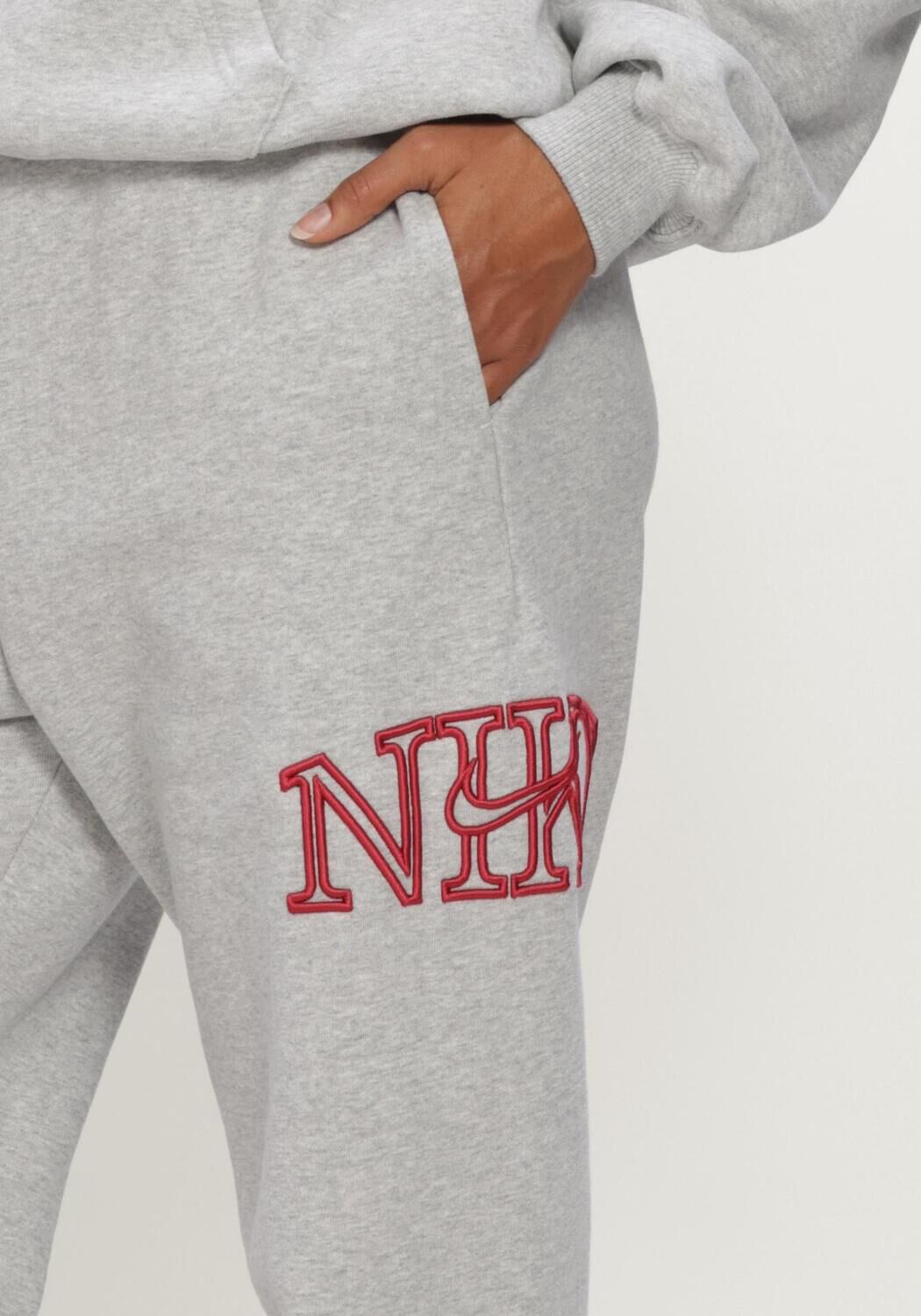 NIKE Dames Broeken Studio Fleece Middelzwaar 'graphic Pack' Lichtgrijs