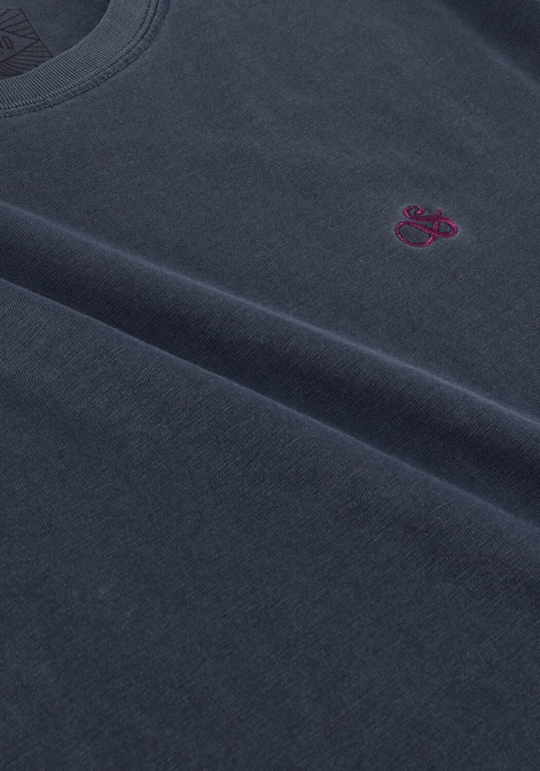 Donkerblauwe SCOTCH & SODA T-shirt GARMENT DYE LOGO EMBROIDERY TEE - large