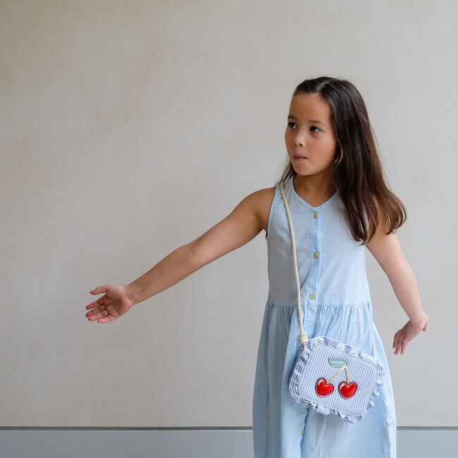 Blauwe Mimi & Lula Crossbodytassen STRIPED CHERRY BAG - large