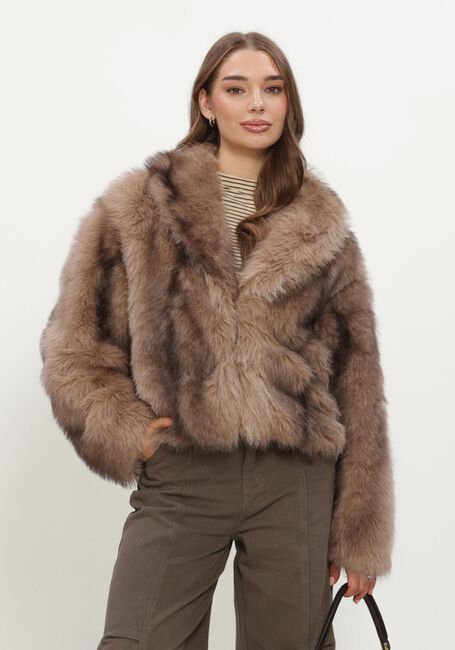 Bruine REFINED DEPARTMENT Faux fur jas LADIES WOVEN FAUX FUR JACKET LUKA - large