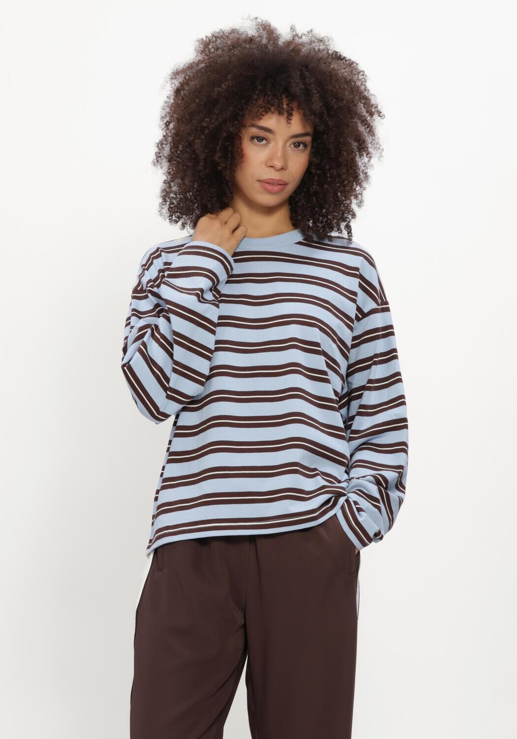 Lichtblauwe CATWALK JUNKIE Top STRIPED LONG SLEEVE - large