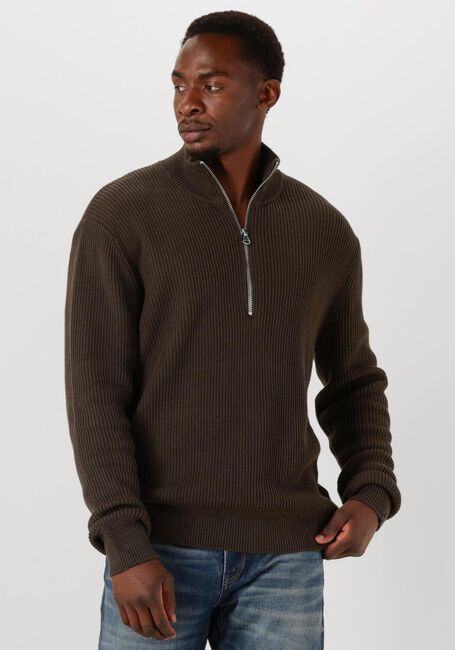 Bruine BUTCHER OF BLUE Trui GALWAY HALF ZIP - large