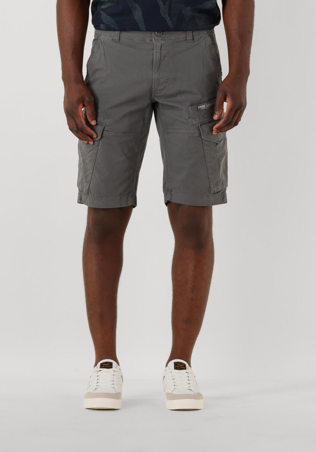 PME Legend Slim fit korte cargobroek met labelprint model 'NORDROP'