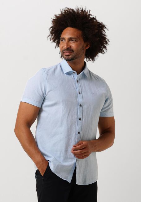 Blauwe PME LEGEND Casual overhemd SHORT SLEEVE SHIRT CTN LINEN 2TONEN OWEN - large
