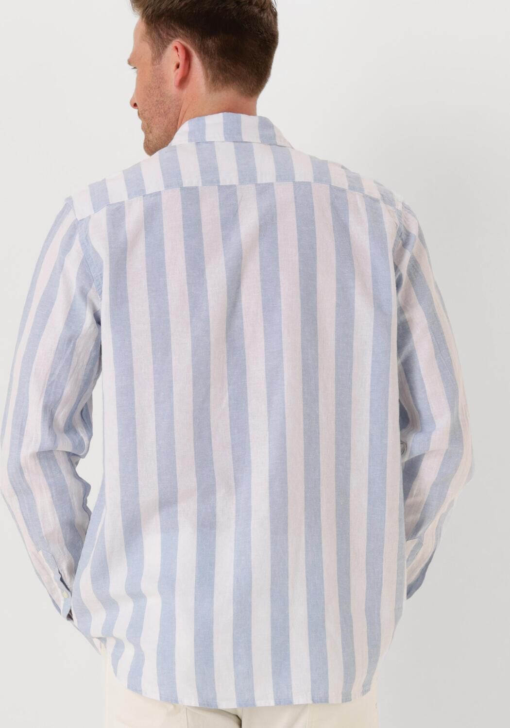 SCOTCH & SODA Heren Overhemden Yarn-dyed Linen Blend Striped Regular Fit Shirt Lichtblauw
