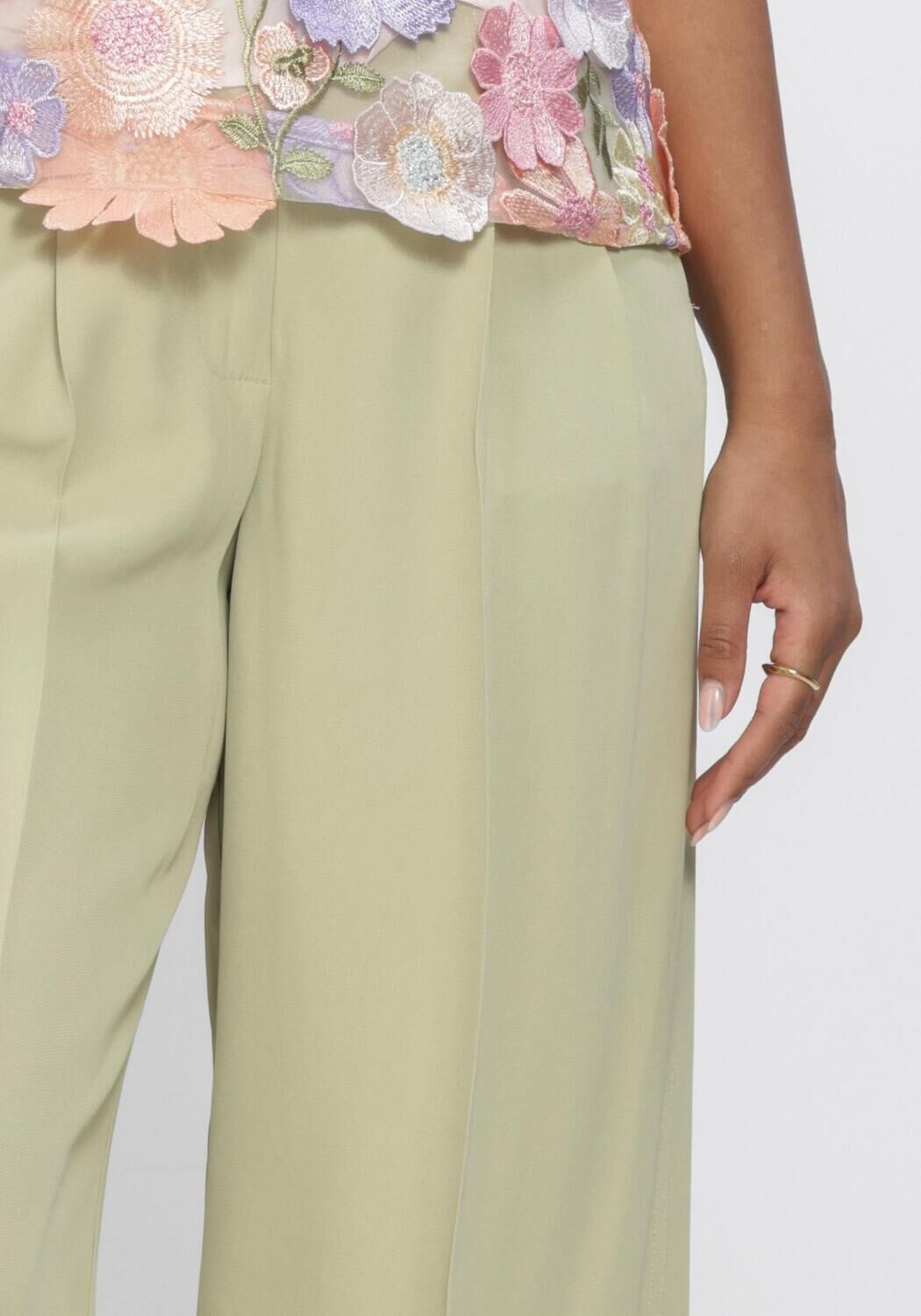 Groene SELECTED WOMEN Pantalon SLFEXTRA WIDE ELLIE HW PANT - large