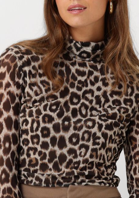 Bruine CATWALK JUNKIE Tops & T-shirts MESH TURTLE NECK LEOPARD LONG SLEEVE - large