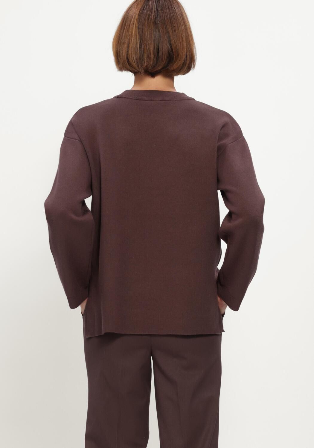 Bruine OBJECT Trui OBJREYNARD L/S LO KNIT PULLOVER NOOS - large