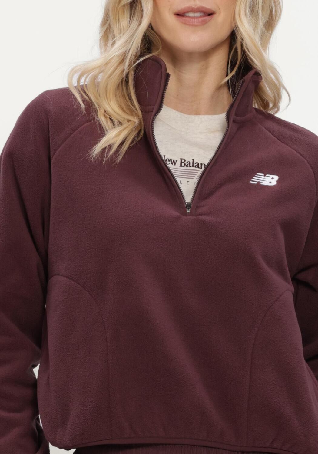 Bordeaux NEW BALANCE Trui SPORT POLAR FLEECE HALF ZIP - large
